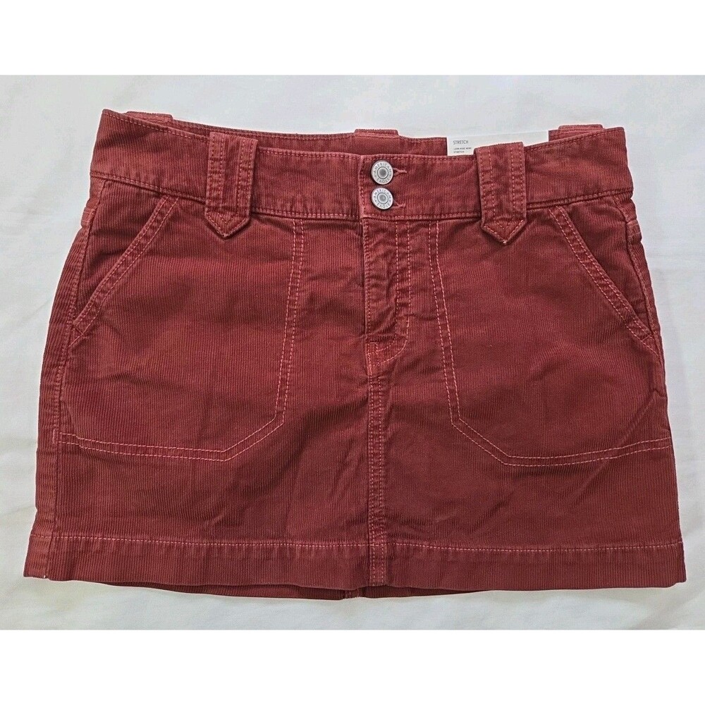 NWT American Eagle | Size 2/26W | Stretch Cord Mini Skirt Low Rise Rust Red Y2K